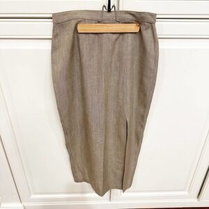 Tina Hagen Women’s Vintage Maxi Skirt Neutral Slit Minimalist Preppy Academia